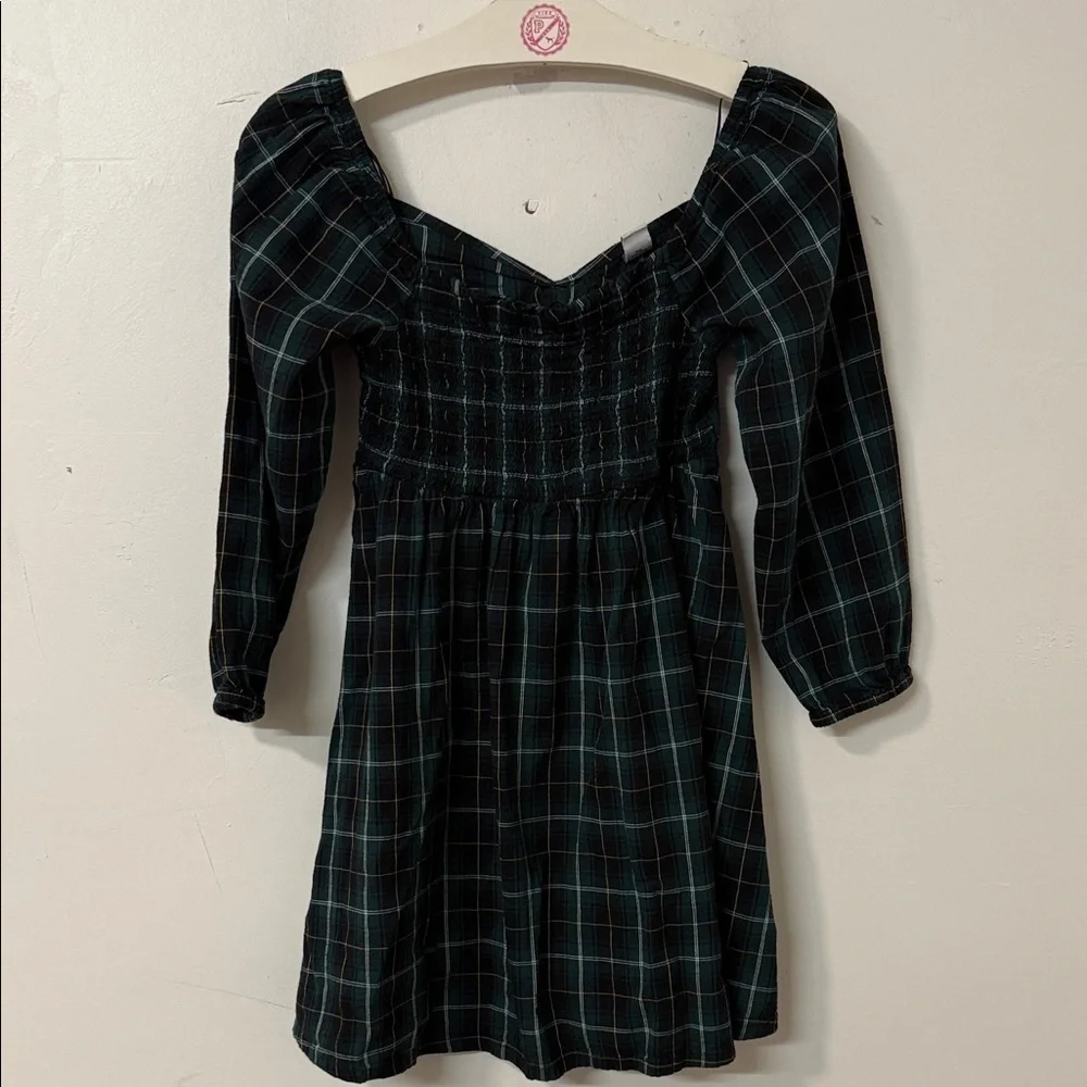 Old Navy Green and Black Plaid Kids Dress
